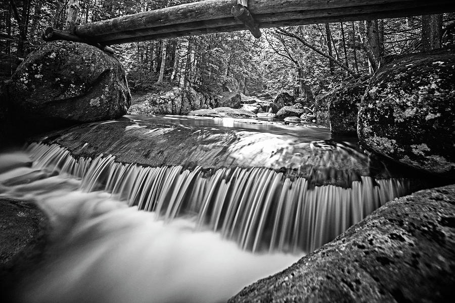 Marcy Trail Waterfaill High Water Bridge Adirondacks New York Black and White Photograph by Toby McGuire