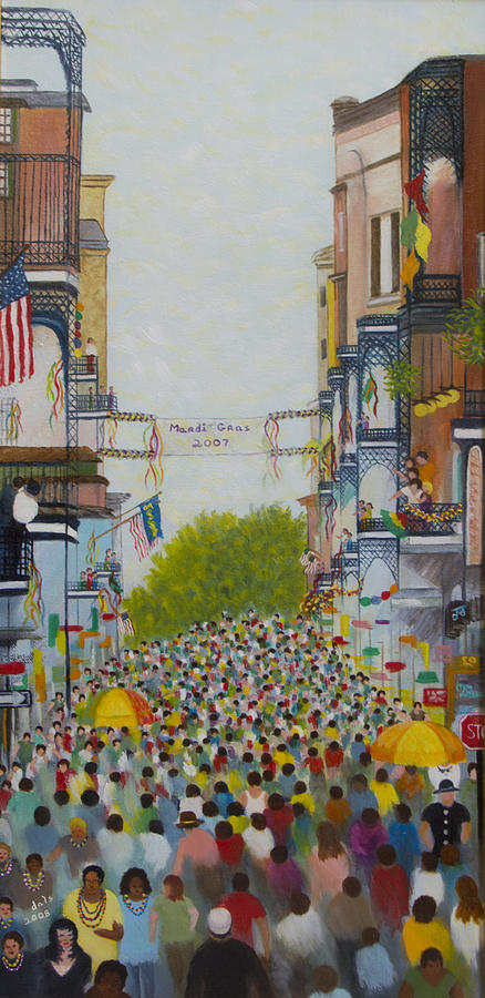 Mardi Gras on Bourbon Street Painting by Douglas Ann Slusher