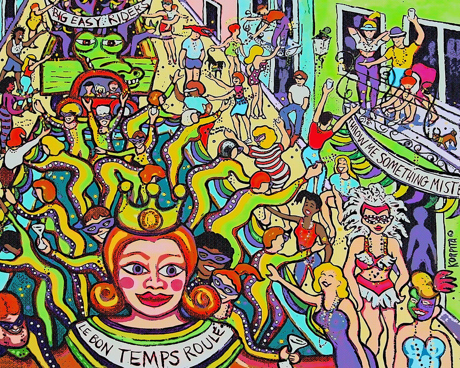 Mardi Gras - Throw Me Something Mister Painting by Rebecca Korpita