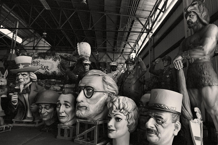 Black And White Photograph - Mardi Gras World - Carnival Art, New Orleans, Louisiana by Andy Moine