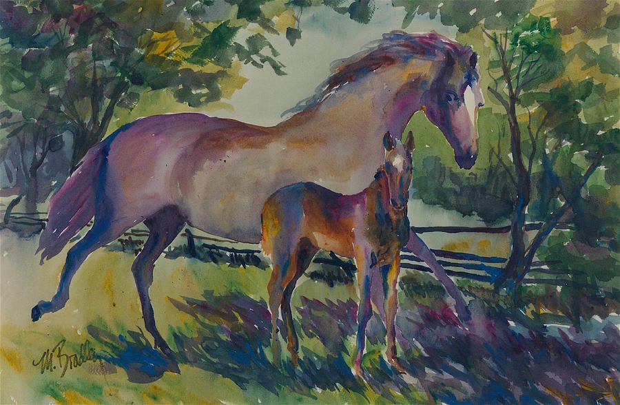 Mare Painting - Mare and Colt by Marilynne Bradley