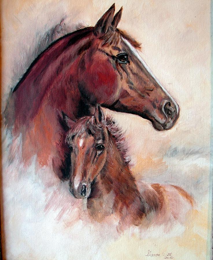 Horse Painting - Mare and Colt by Sharon Witt