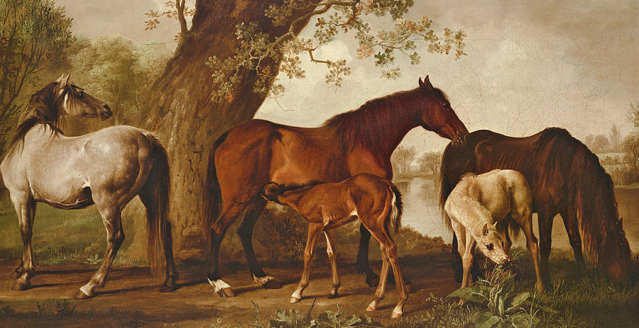 Horse Painting - Mare and Foals by George Stubbs