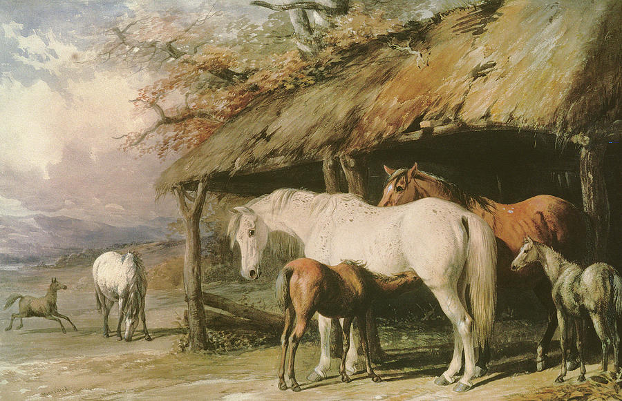 Horse Painting - Mares and Foals by William Barraud