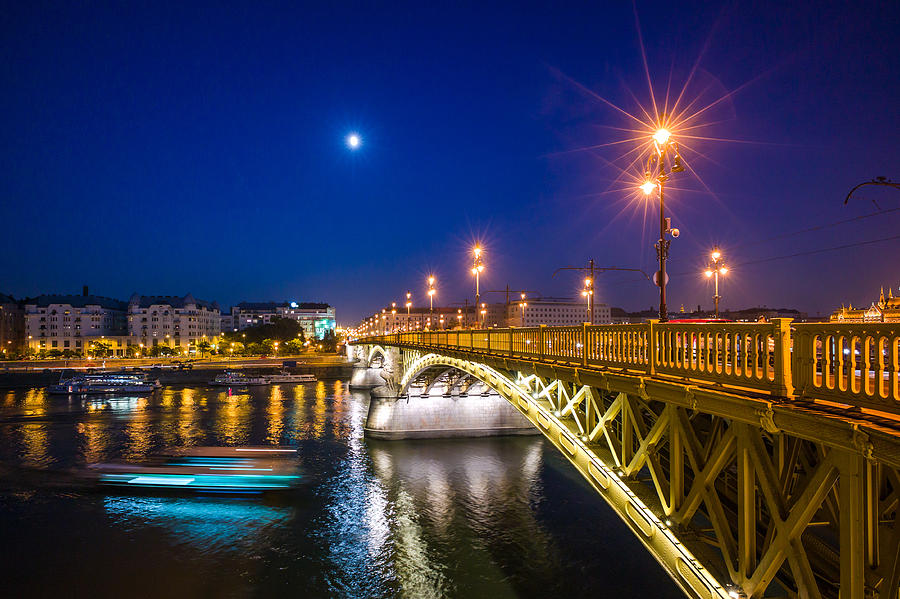 Margaret Bridge at Evening Budapest Photograph by Judith Barath