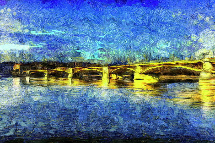 Margaret Bridge Budapest Van Gogh Photograph by David Pyatt