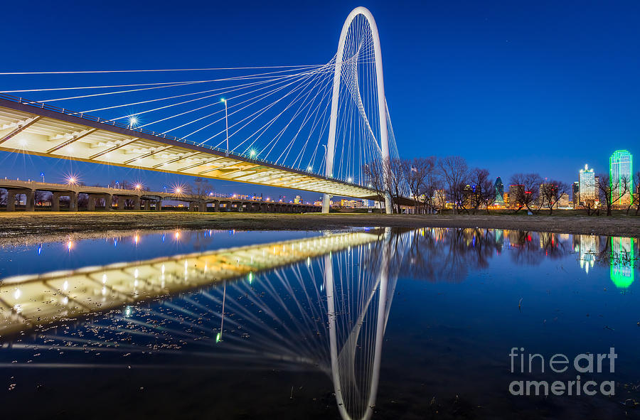 Dallas Photograph - Margaret Hunt Hill Bridge Reflection by Inge Johnsson