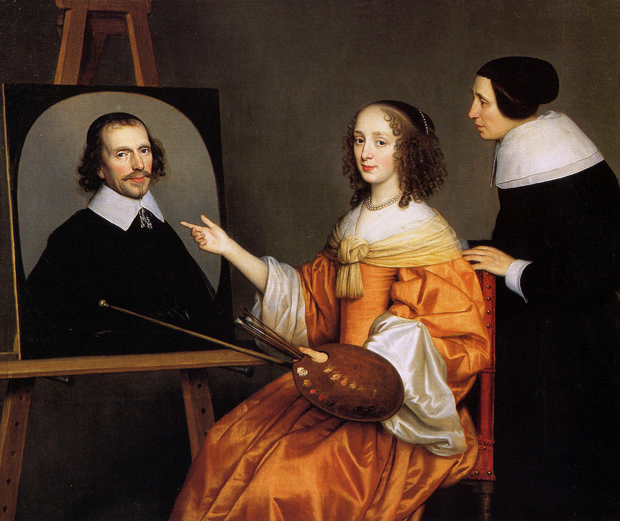 Portrait Painting - Margareta Maria de Roodere and Her Parents by Gerard van Honthorst