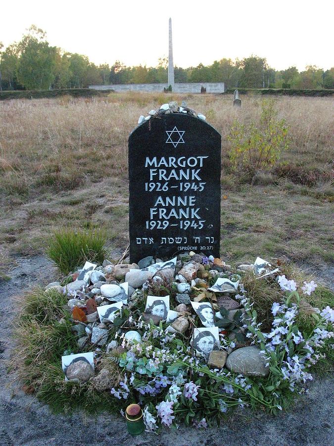 Margo and Anne Frank memorial in Bergen Belsen Germany Arne List photo 2003 Photograph by David Lee Guss