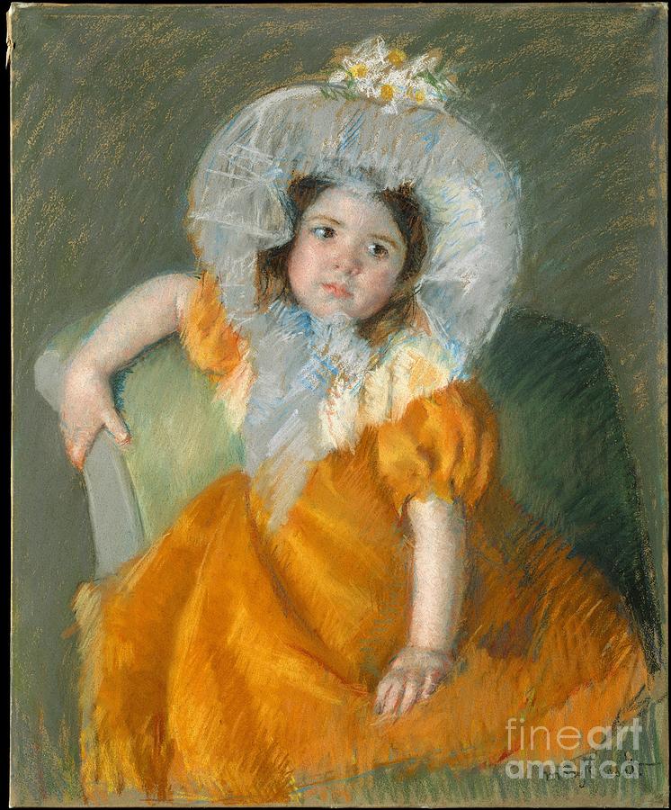 Mary Cassatt Painting - Margot in Orange Dress by Celestial Images