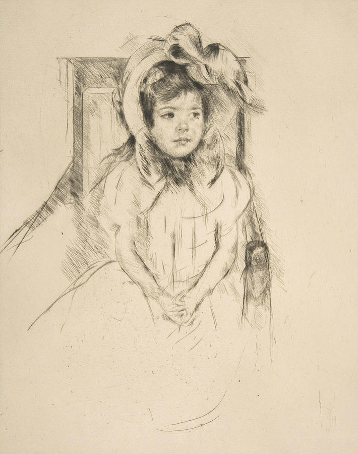 Margot Wearing a Large Bonnet, Seated in an Armchair Relief by Mary Cassatt
