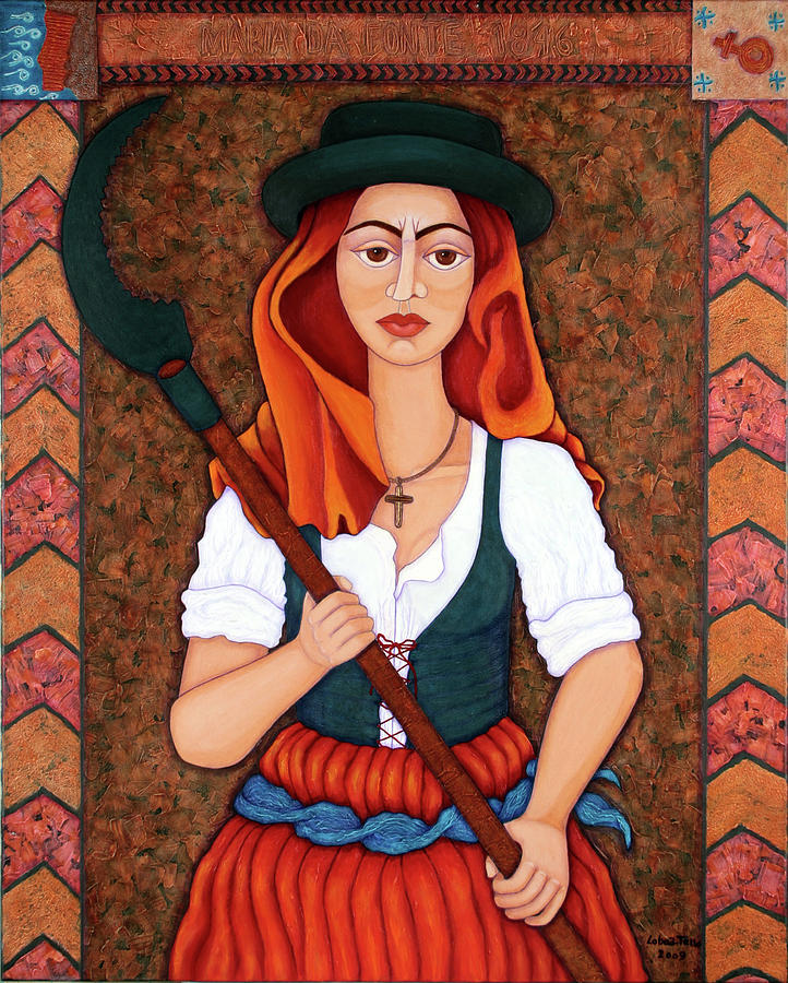 Portrait Painting - Maria da Fonte - the revolt of women by Madalena Lobao-Tello
