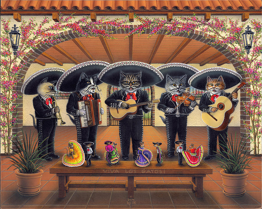 Cat Painting - Mariachi Meow-sic by Don Roth
