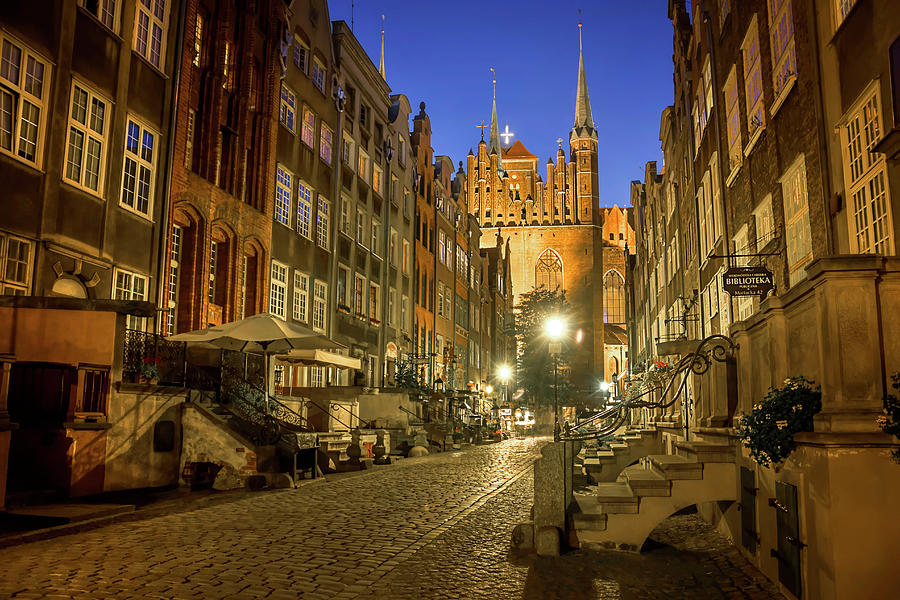 Mariacka Street Gdansk by Night  Photograph by Carol Japp