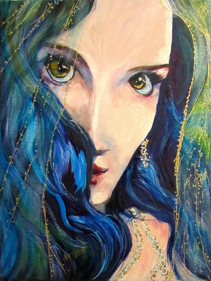 Mariah Blue Painting by Barbara OToole