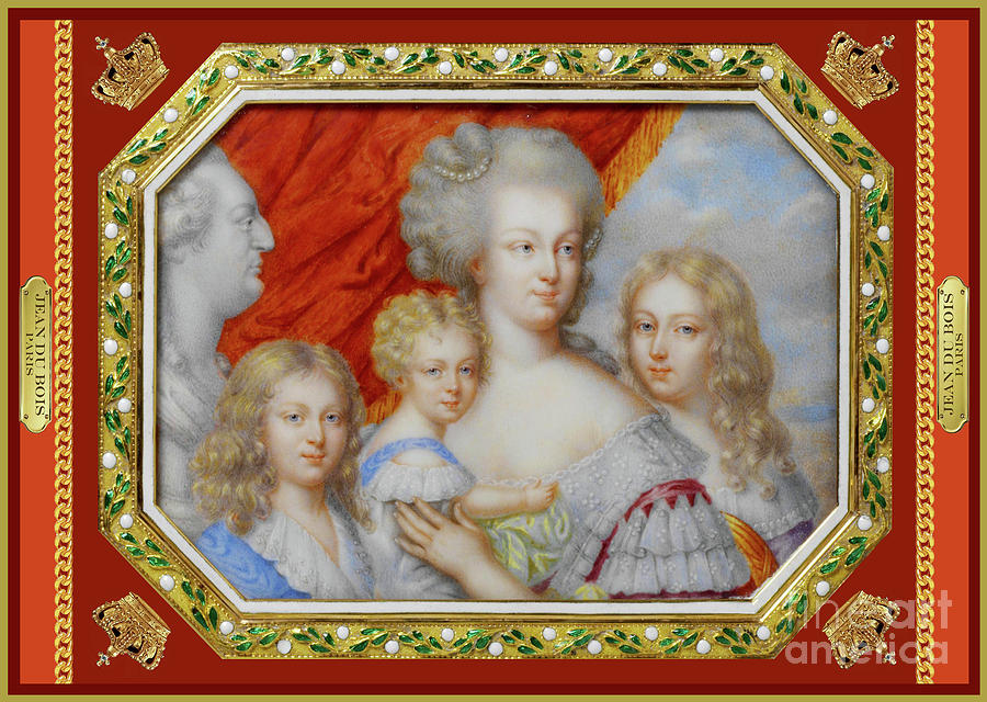 French Queen Marie Antoinette and her husband Louis XVI.Baroque fram.Wall Decor.