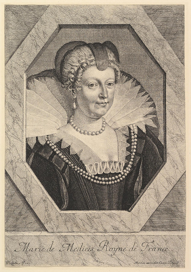 Marie de Medici Queen of France Drawing by Jean Morin