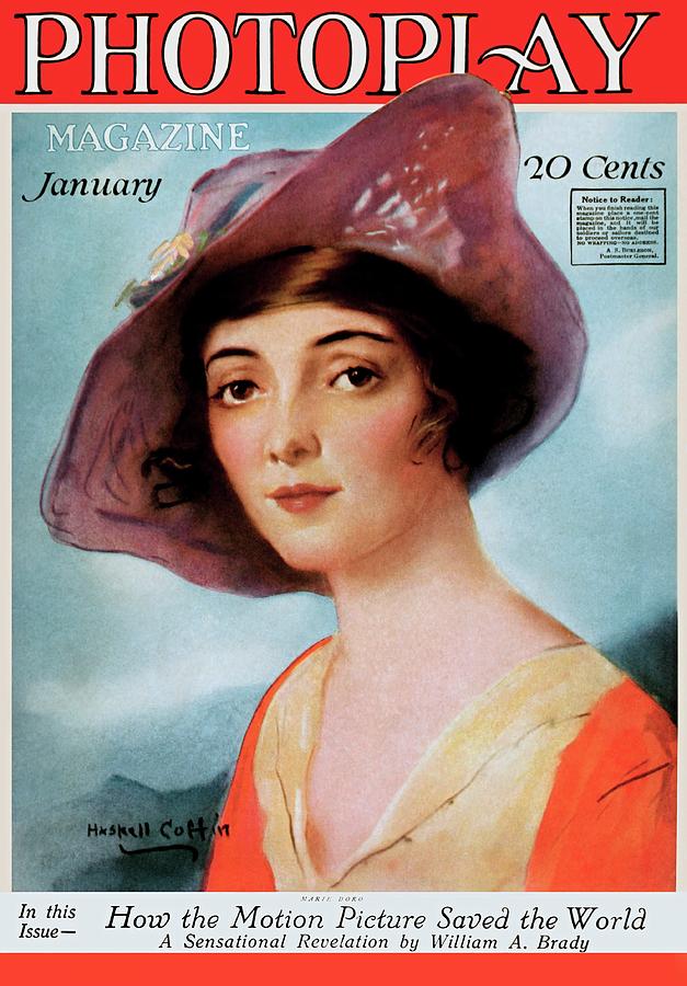 Marie Doro, Photoplay cover january 1919 Painting by Vincent Monozlay