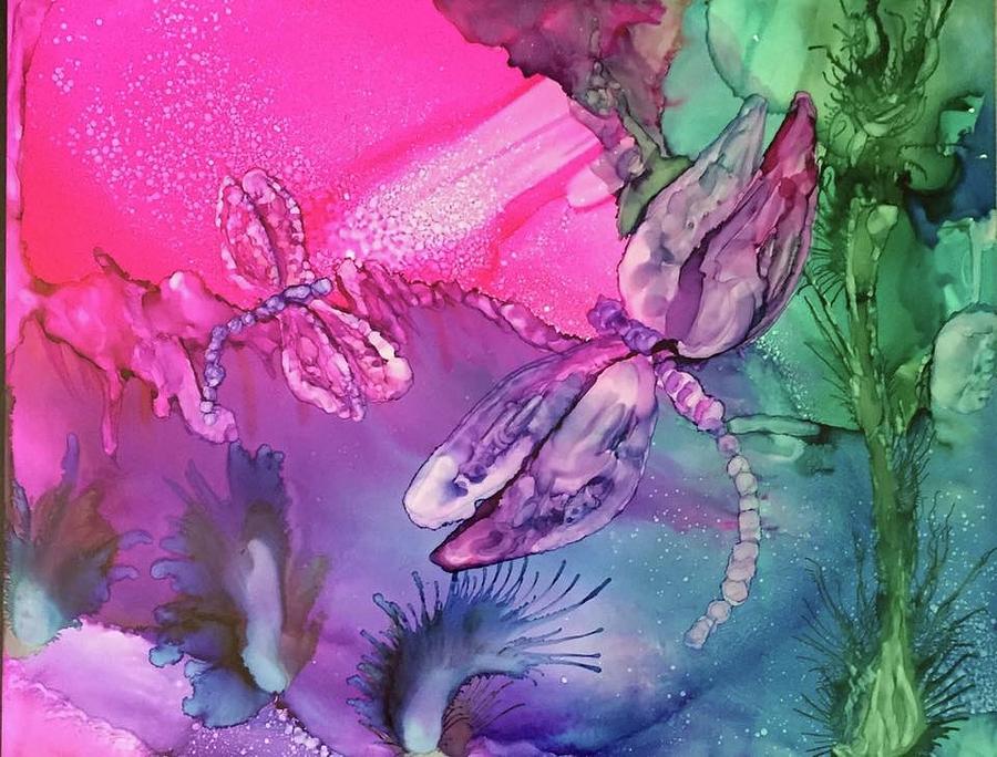 Dragonfly Painting - Maries Dreamscape by Debora Boudreau