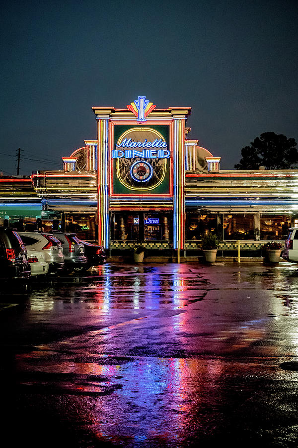 Marietta Diner in the Rain Photograph by Anthony Doudt