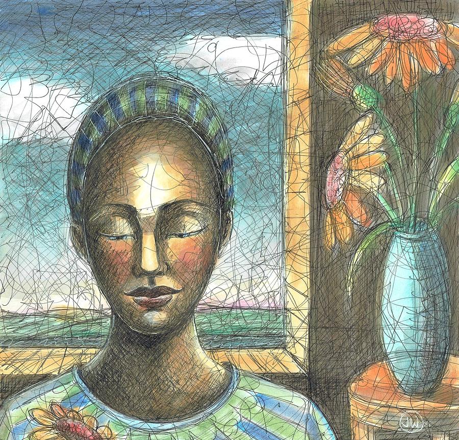 Marigold Painting by June Walker