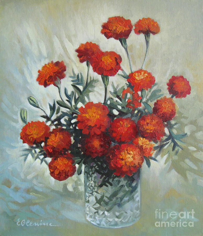 Summer Painting - Marigolds by Elena Oleniuc