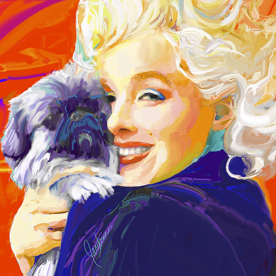 Marilyn Monroe Painting - Marilyn 3 with Dog by Jackie Medow-Jacobson