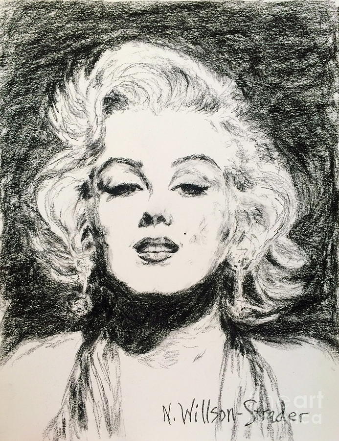 Marilyn Monroe Drawing - Marilyn, Black and White by N Willson-Strader