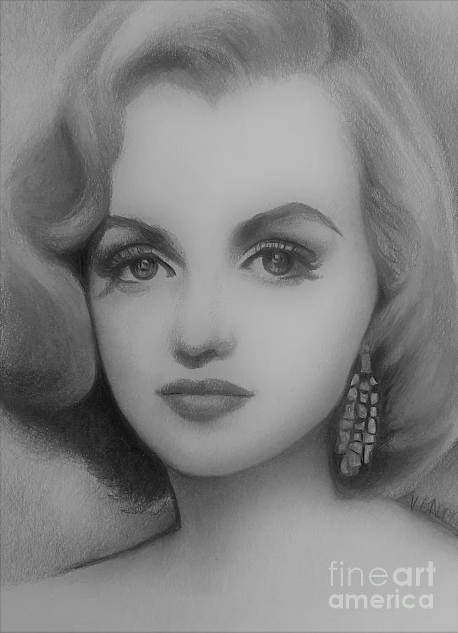 Marilyn Black and White Drawing by Veronica Gabriel | Fine Art America