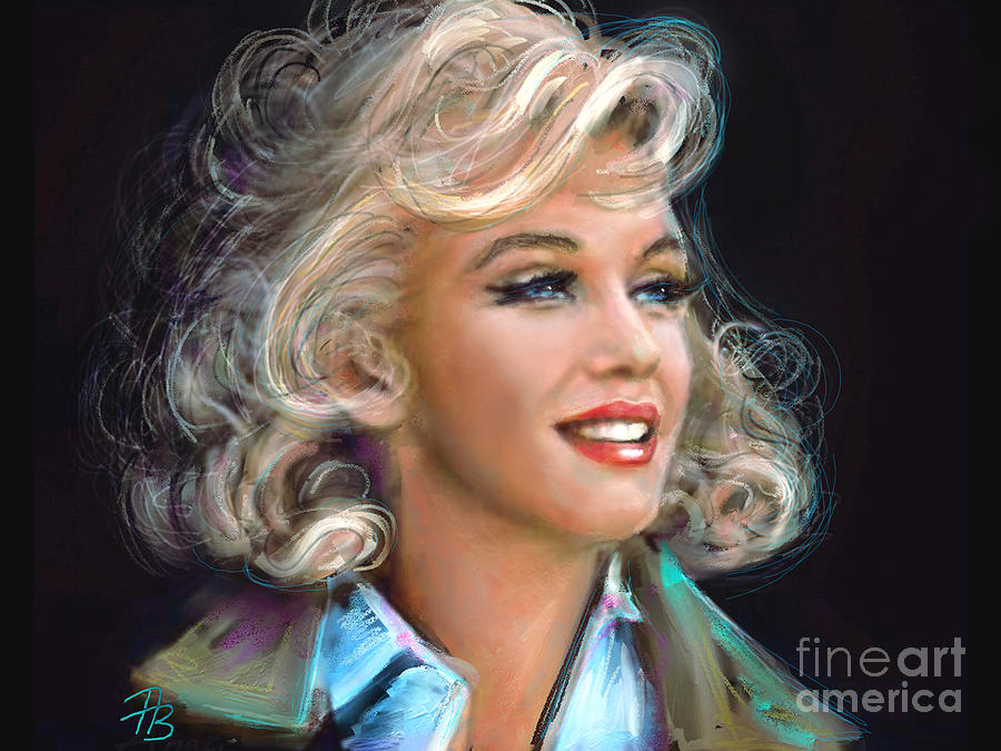 Marilyn blue  Painting by Angie Braun