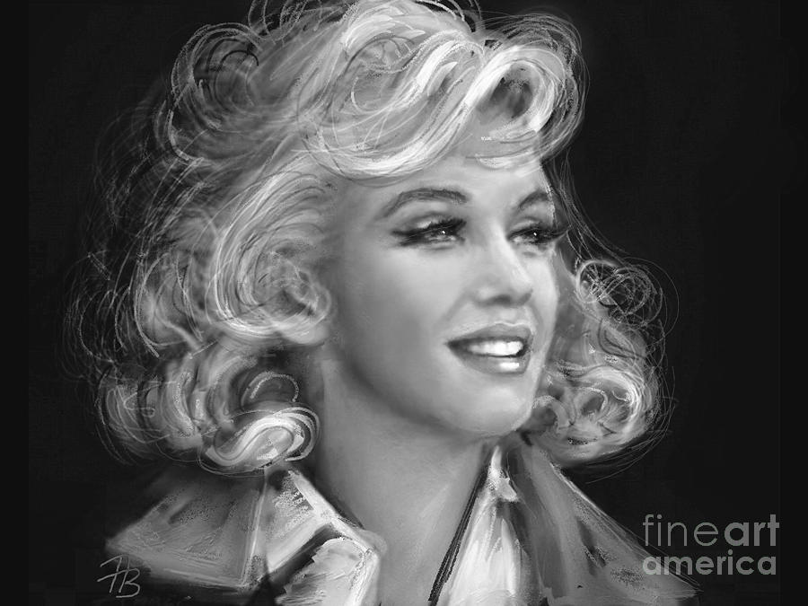 Marilyn bw Painting by Angie Braun