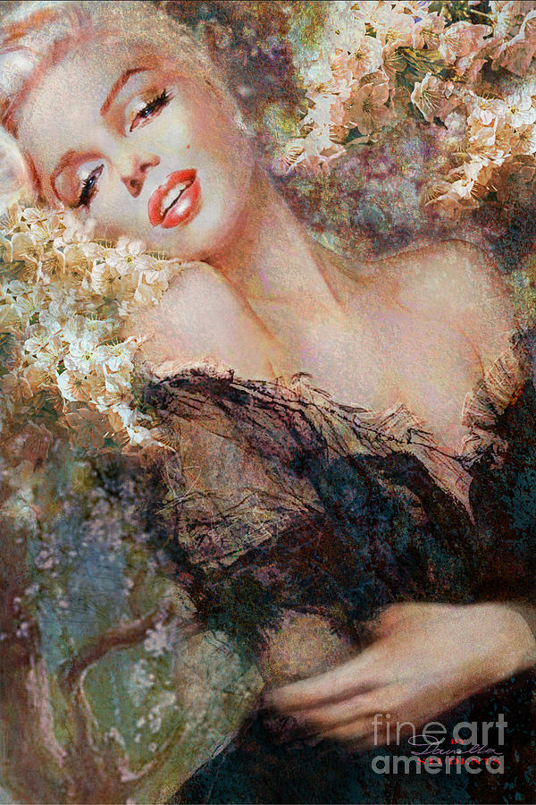 Marilyn Cherry Blossom Painting by Theo Danella