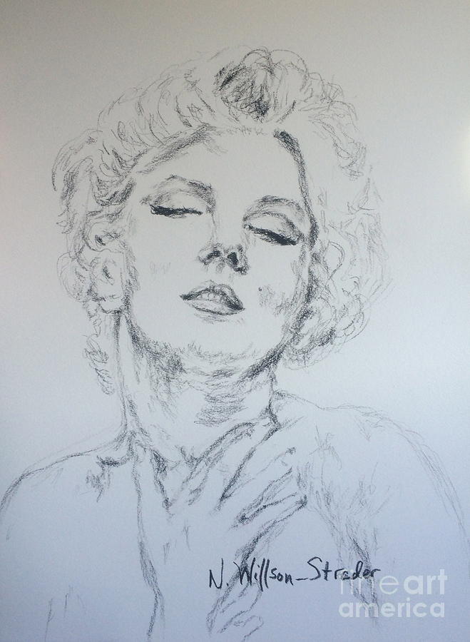 Marilyn Monroe Drawing - Marilyn, Feelings by N Willson-Strader
