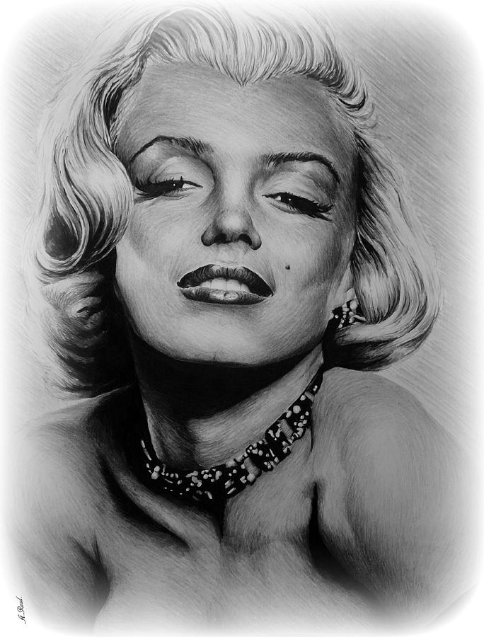 Marilyn Monroe Drawing - Marilyn frosted edit by Andrew Read