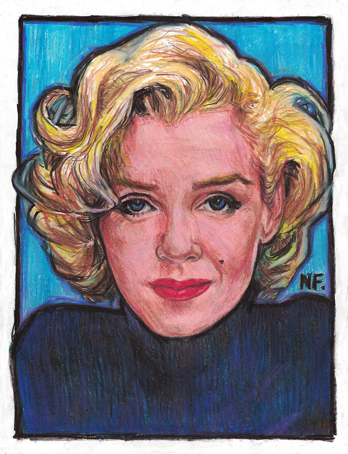 Marilyn In Blue Drawing by Neil Feigeles - Fine Art America