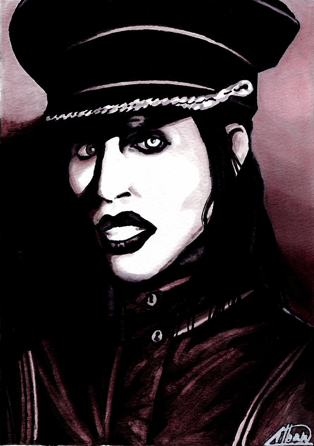 Marilyn Manson Painting - Marilyn Manson Portrait by Alban Dizdari