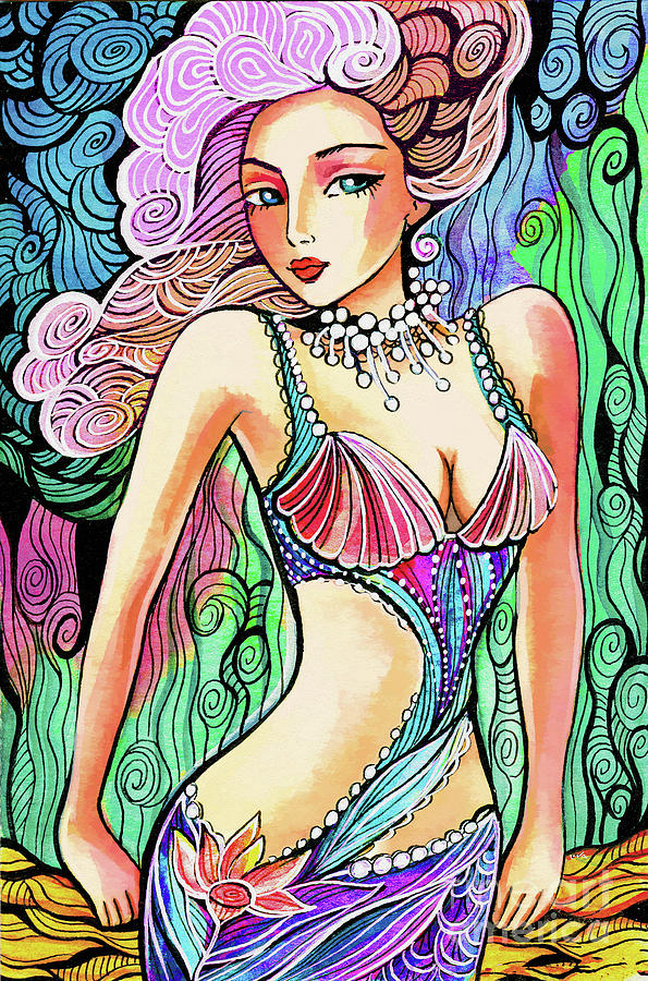 Marilyn Mermaid Painting by Eva Campbell