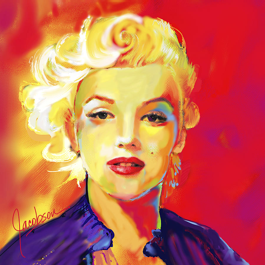 Marilyn Monroe 1 Red Painting by Jackie Medow-Jacobson