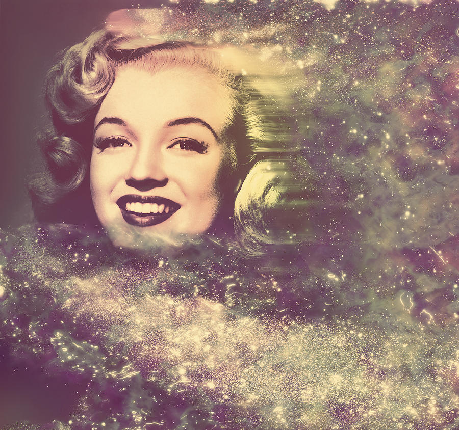 Marilyn Monroe abstract cosmic digital painting Painting by Georgeta Blanaru