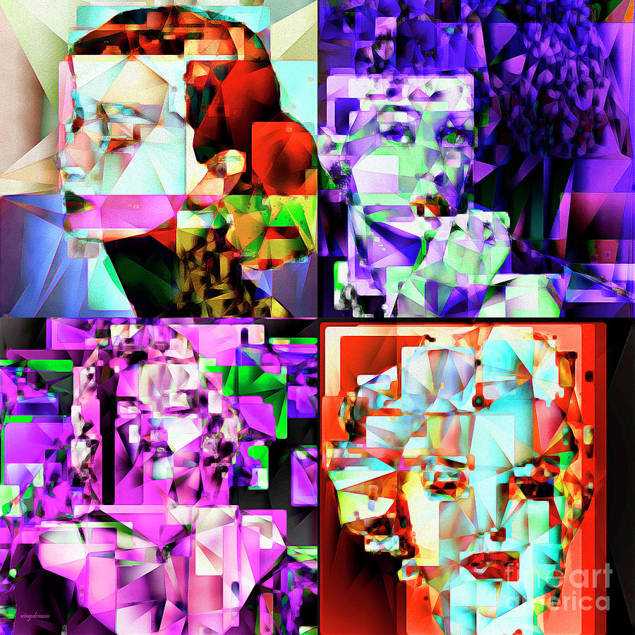 Marilyn Monroe and Audrey Hepburn in Abstract Cubism 20170401 Photograph by Wingsdomain Art and Photography