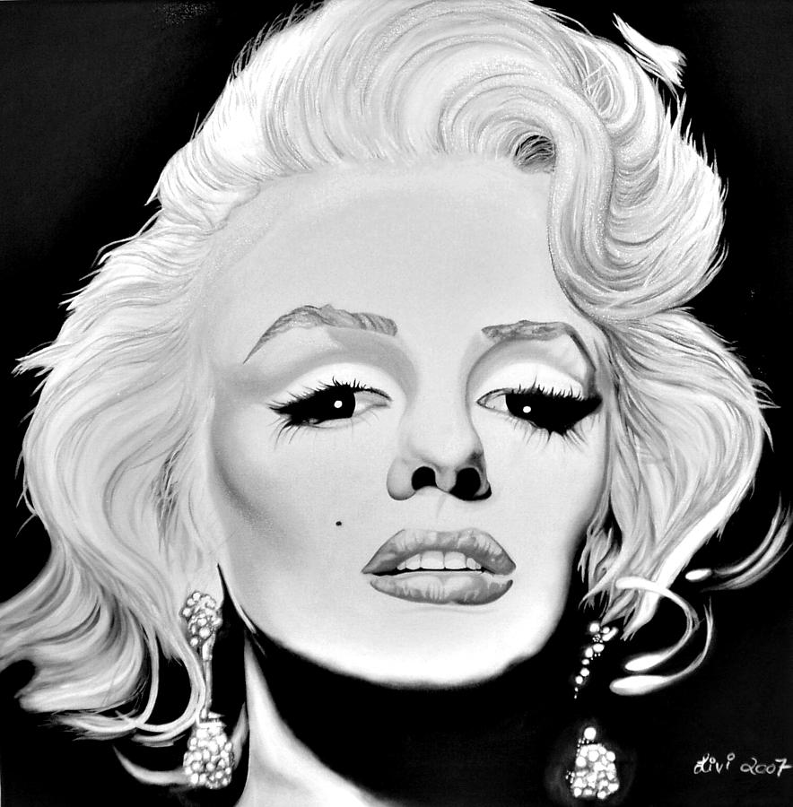 Marilyn Monroe Black And White Painting by Livi Maylin