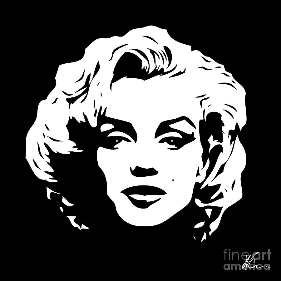 marilyn monroe face black and white silhouette