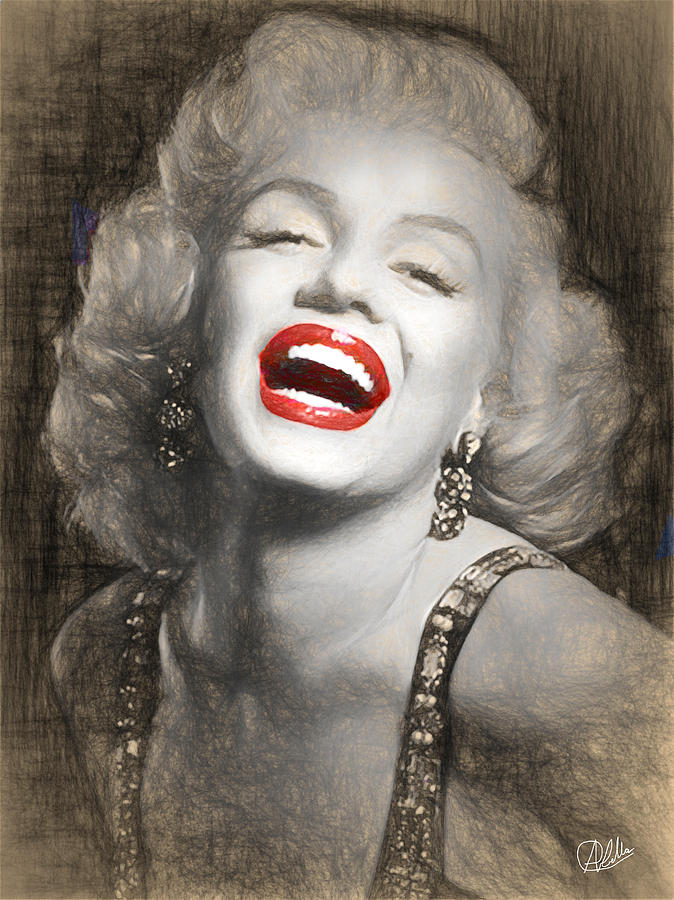 Marilyn Monroe Pencil Drawing Digital Art by Quim Abella