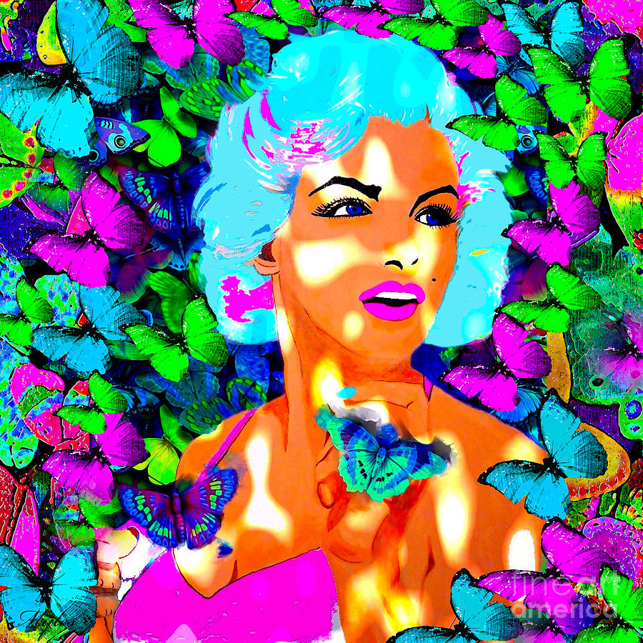 Marilyn Monroe Light and Butterflies Painting by Saundra Myles