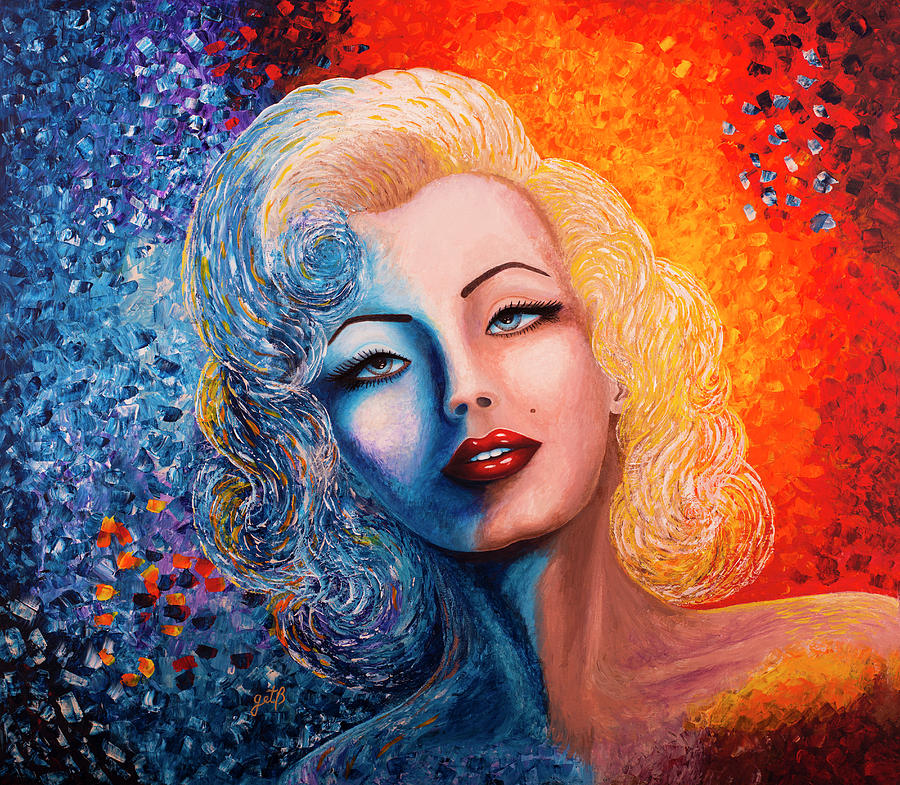 Marilyn Monroe original acrylic palette knife painting Painting by Georgeta Blanaru
