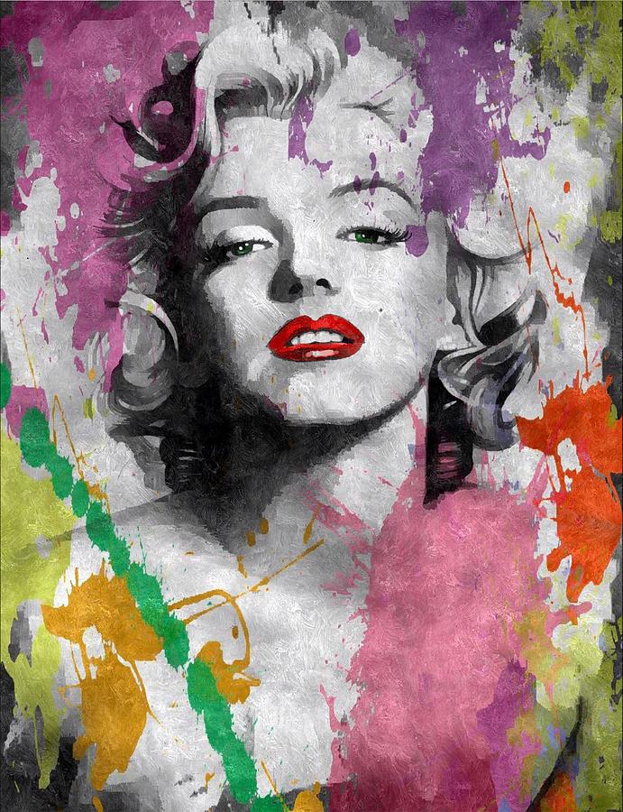 Marilyn Paint Splatter Grunge Art Painting by Amy Anderson