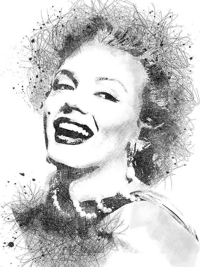 Marilyn Monroe scribbles portrait Digital Art by Mihaela Pater