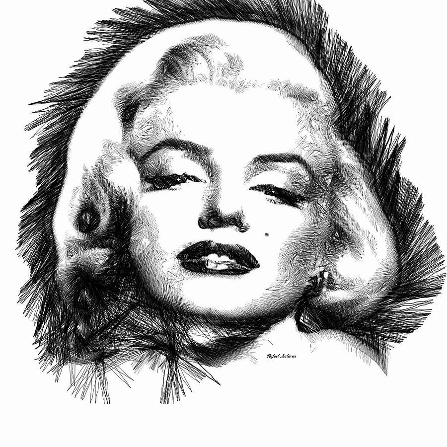 Marilyn Monroe Sketch in Black and White 2 Digital Art by Rafael Salazar