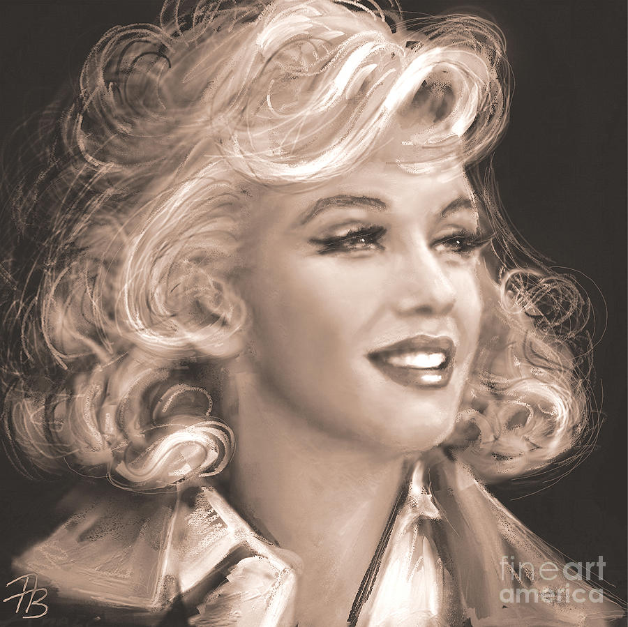 Marilyn Sepia Painting by Angie Braun