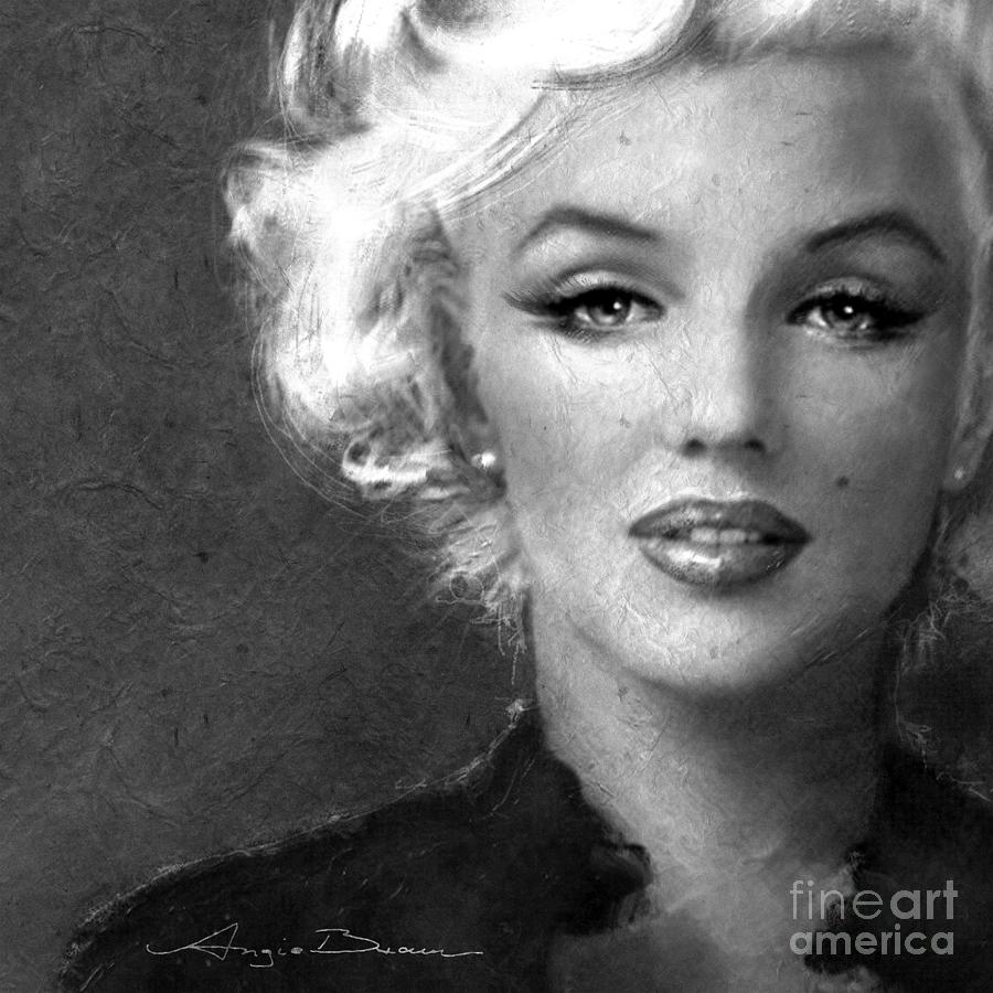 Marilyn Soft bw Painting by Angie Braun